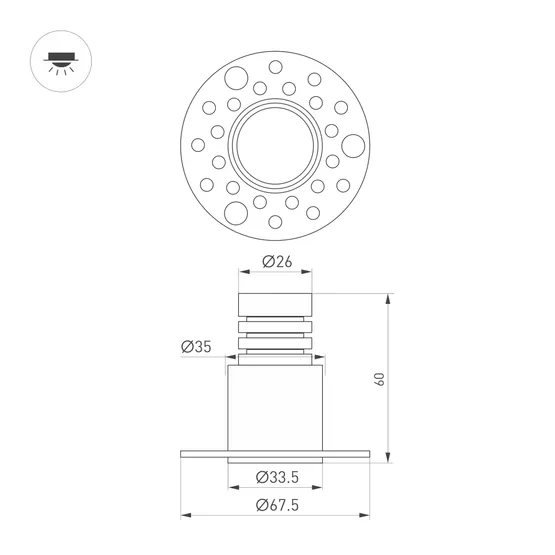 Фото #3 товара Светильник MS-INVISIO-TRIMLESS-R35-5W Warm2700 (WH-WH, 36 deg, 230V) (Arlight, IP54 Металл, 5 лет)