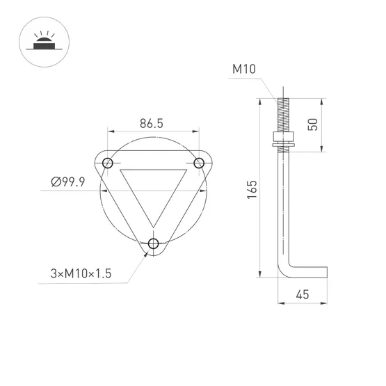 Фото #3 товара Светильник LGD-GUIDE-BOLL-H1000-20W Warm3500-MIX (GR, 280 deg, 230V) (Arlight, IP65 Металл, 5 лет)