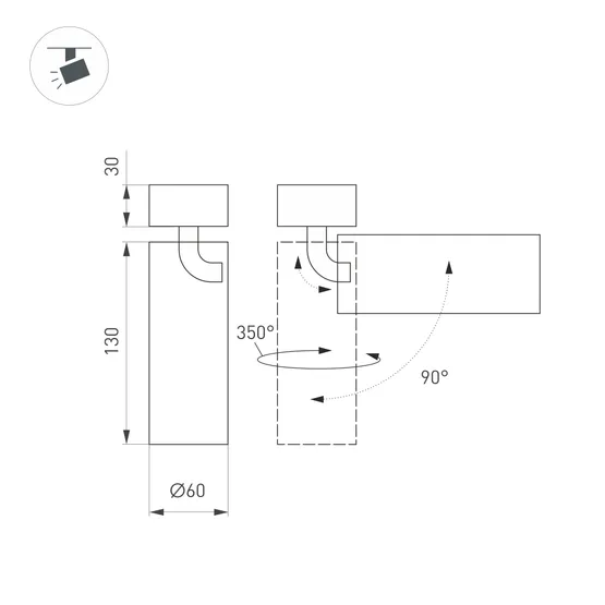 Фото #3 товара Светильник SP-GABI-SURFACE-FLAP-R60-12W Warm3000 (BK, 36 deg, 230V) (Arlight, IP40 Металл, 5 лет)