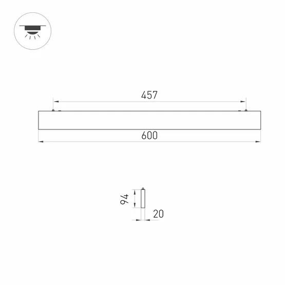 Фото #3 товара Светильник ALT-LINEAIR-FLAT-UPDOWN-DIM-S2094-600-25W Day4000 (BK, 100 deg, 230V) (Arlight, IP20 Металл, 3 года)