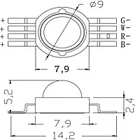 Фото #3 товара Мощный светодиод ARPL-4W-EPA-RGBW (350mA) (Arlight, Emitter)