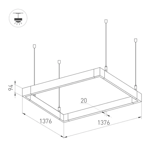 Фото #2 товара Светильник ALT-LINEAIR-QUADRAT-FLAT-UPDOWN-DIM-1375-170W Warm3000 (BK, 100 deg, 230V) (Arlight, IP20 Металл, 3 года)