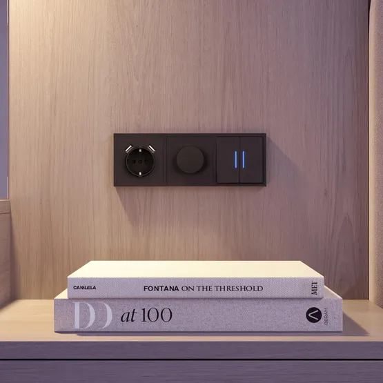 Фото #4 товара Механизм выключателя двухклавишный проходной LED SWT-NOBE-MKP2-SFPL-L-BK (230V, 10A) (Arlight, Черный оникс)