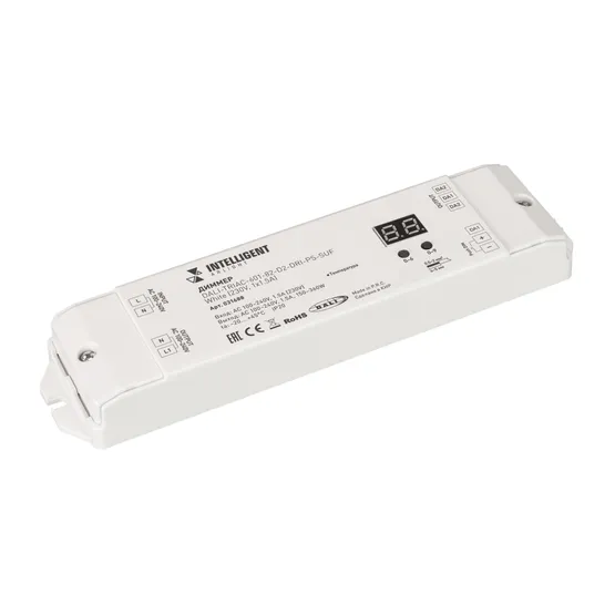 Фото товара INTELLIGENT ARLIGHT Диммер DALI-TRIAC-601-82-D2-DRI-PS-SUF White (230V, 1x1.5A) (IARL, IP20 Пластик, 5 лет)