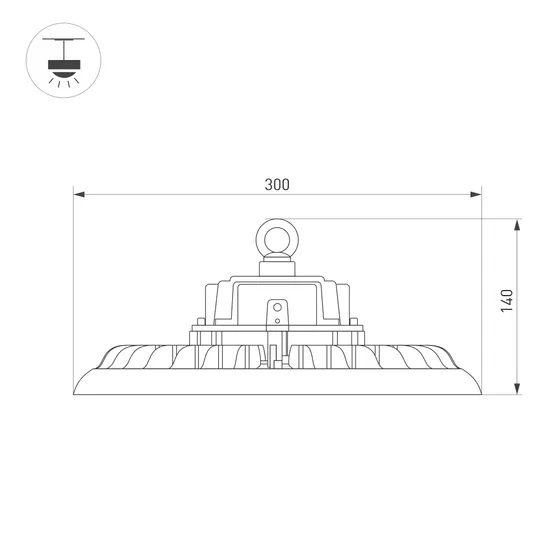 Фото #4 товара Светильник SP-ARIVA-DIM-R300-150W White5000 (BK, 90 deg, 230V, 0-10V) (Arlight, IP65 Металл, 5 лет)