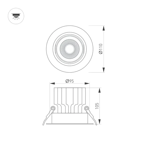 Фото #3 товара Светильник MS-VORTEX-BUILT-R110-20W Warm3000 (WH-WH, 40 deg, 230V) (Arlight, IP20 Металл, 5 лет)