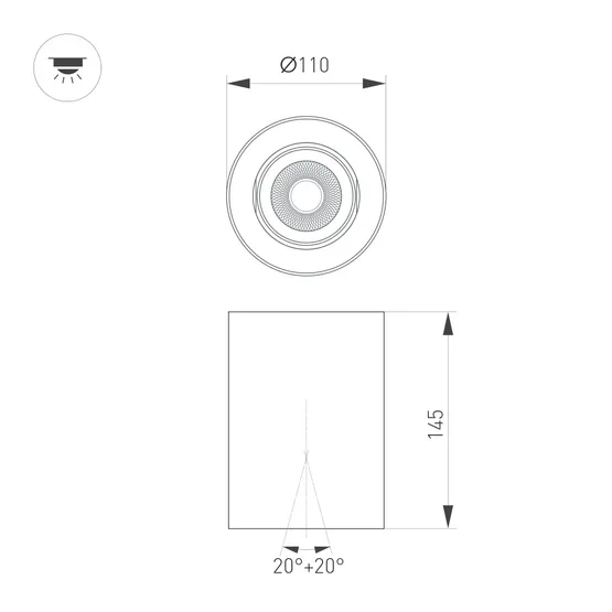 Фото #2 товара Светильник SP-FOCUS-R110-18W Warm3000 (WH, 15 deg, 230V) (Arlight, IP54 Металл, 5 лет)