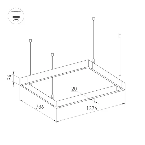 Фото #2 товара Светильник ALT-LINEAIR-RECTANGLE-FLAT-UPDOWN-DIM-1375x785-140W Day4000 (BK, 100 deg, 230V) (Arlight, IP20 Металл, 3 года)