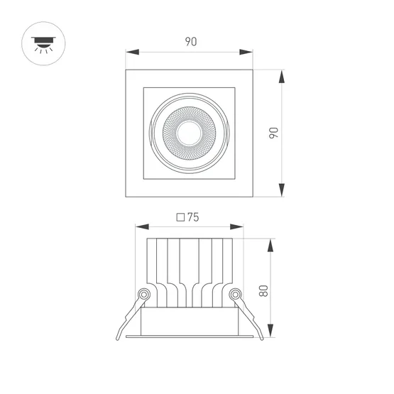 Фото #3 товара Светильник MS-VORTEX-BUILT-S90x90-12W Warm3000 (WH-WH, 40 deg, 230V) (Arlight, IP20 Металл, 5 лет)