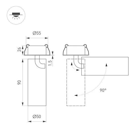 Фото #5 товара Светильник SP-GABI-BUILT-FLAP-R50-9W Warm3000 (BK, 60 deg, 230V) (Arlight, IP40 Металл, 5 лет)