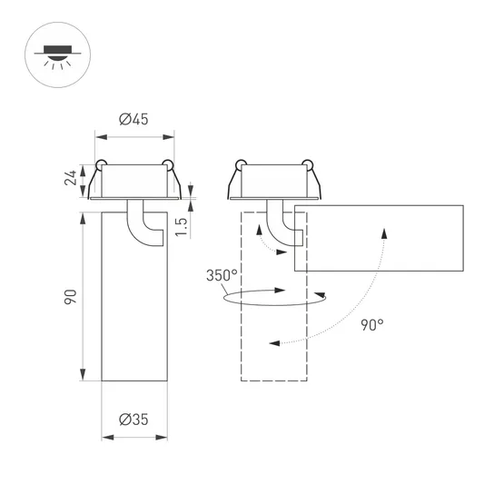 Фото #5 товара Светильник SP-NUANCE-BUILT-FLAP-R35-7W Day4000 (WH, 36 deg, 230V) (Arlight, IP40 Металл, 5 лет)