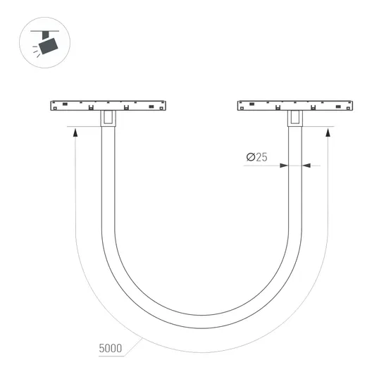 Фото #6 товара Светильник MAG-ORIENT-TUBE-ELASTIC-R25-L5000-70W Day4000 (BK, 360 deg, 48V) (Arlight, IP20 Металл, 3 года)