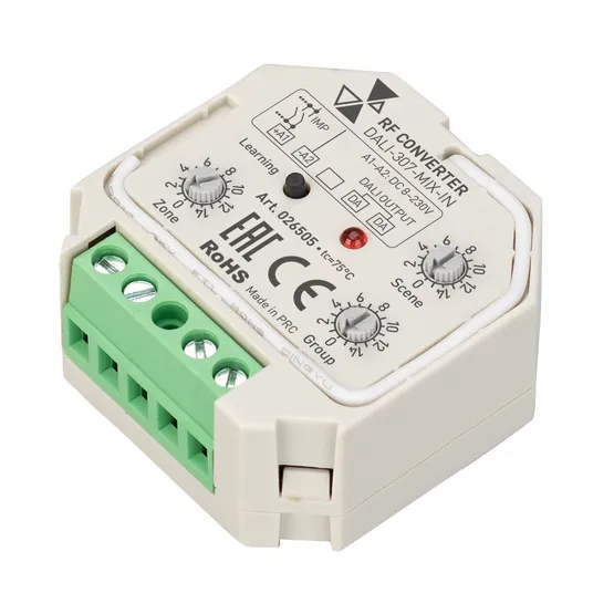 Фото товара INTELLIGENT ARLIGHT Конвертер RF-сигнала DALI-307-MIX-IN (DALI-BUS, RF, PUSH) (IARL, Пластик)