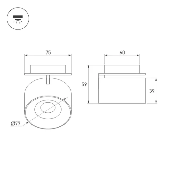 Фото #3 товара Модуль светодиодный PLURIO-LAMP-R77-9W Warm3000 (A-BRS, 36 deg, 2-2, 38V, 200mA) (Arlight, Металл)