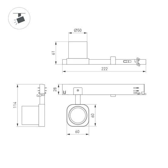 Фото #2 товара Светильник LGD-DIAFILM-4TR-R60-10W Day4000 (WH, 38 deg, 230V) (Arlight, IP20 Металл, 5 лет)