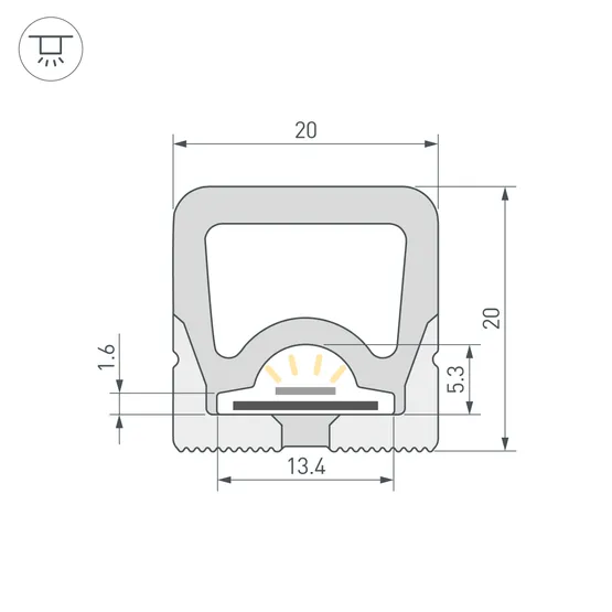 Фото #2 товара Силиконовый профиль WPH-FLEX-2020-TOP-S13-5m WHITE (Arlight, Силикон)