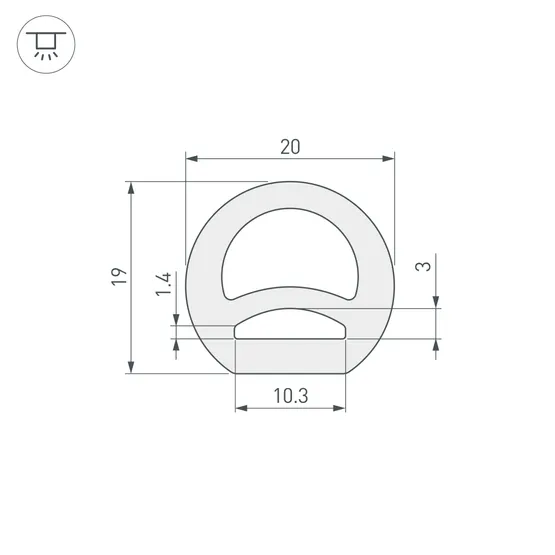 Фото #2 товара Силиконовый профиль WPH-FLEX-D20-TOP-S10-5m WHITE (Arlight, Силикон)