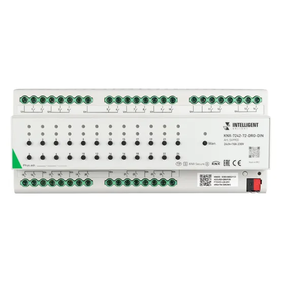 Фото #2 товара INTELLIGENT ARLIGHT Релейный модуль KNX-7242-72-DRO-DIN Grey (BUS, 24x10A) (IARL, IP20 Пластик, 2 года)