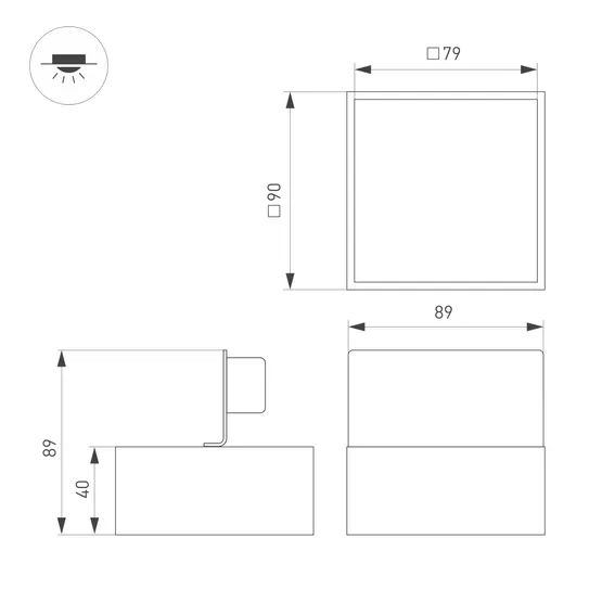 Фото #3 товара Светильник DL-GRIGLIATO-S90x90-6W Warm3000 (BK, 90 deg, 230) (Arlight, IP40 Металл, 5 лет)