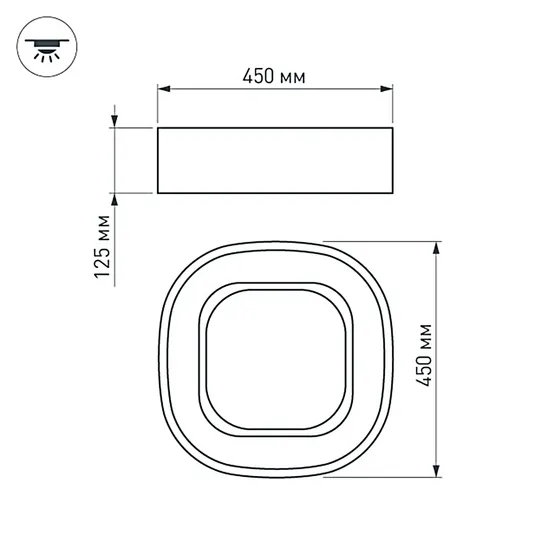 Фото #4 товара Светильник SP-TOR-QUADRAT-S450x450-35W Warm3000 (WH, 120 deg) (Arlight, IP20 Металл, 3 года)