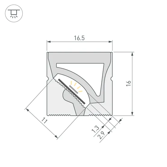 Фото #2 товара Силиконовый профиль WPH-FLEX-1616-TWIST-S11-5m WHITE (Arlight, Силикон)