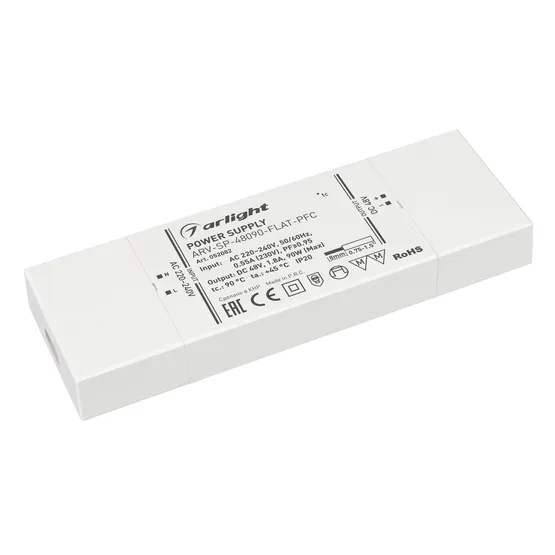 Фото #1 товара Блок питания ARV-SP-48090-FLAT-PFC (48V, 1.8A, 90W) (Arlight, IP20 Пластик, 5 лет)