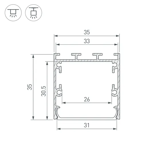 Фото #3 товара Профиль LINE-S-3535-2000 WHITE (Arlight, Алюминий)